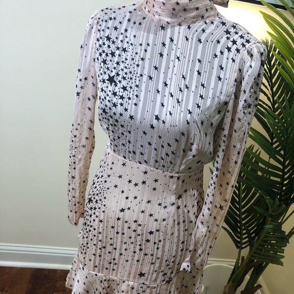 Boohoo Nights Pink Star Long-sleeve Back-out High-low Mini Dress 2 - Picture 3 of 8